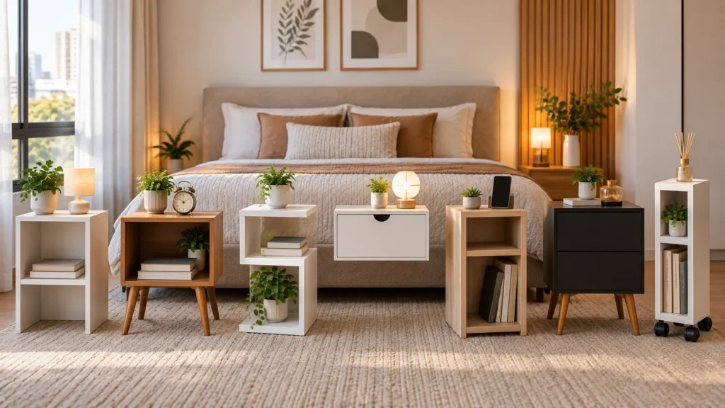 Comparação de sete modelos de mesa de cabeceira pequena